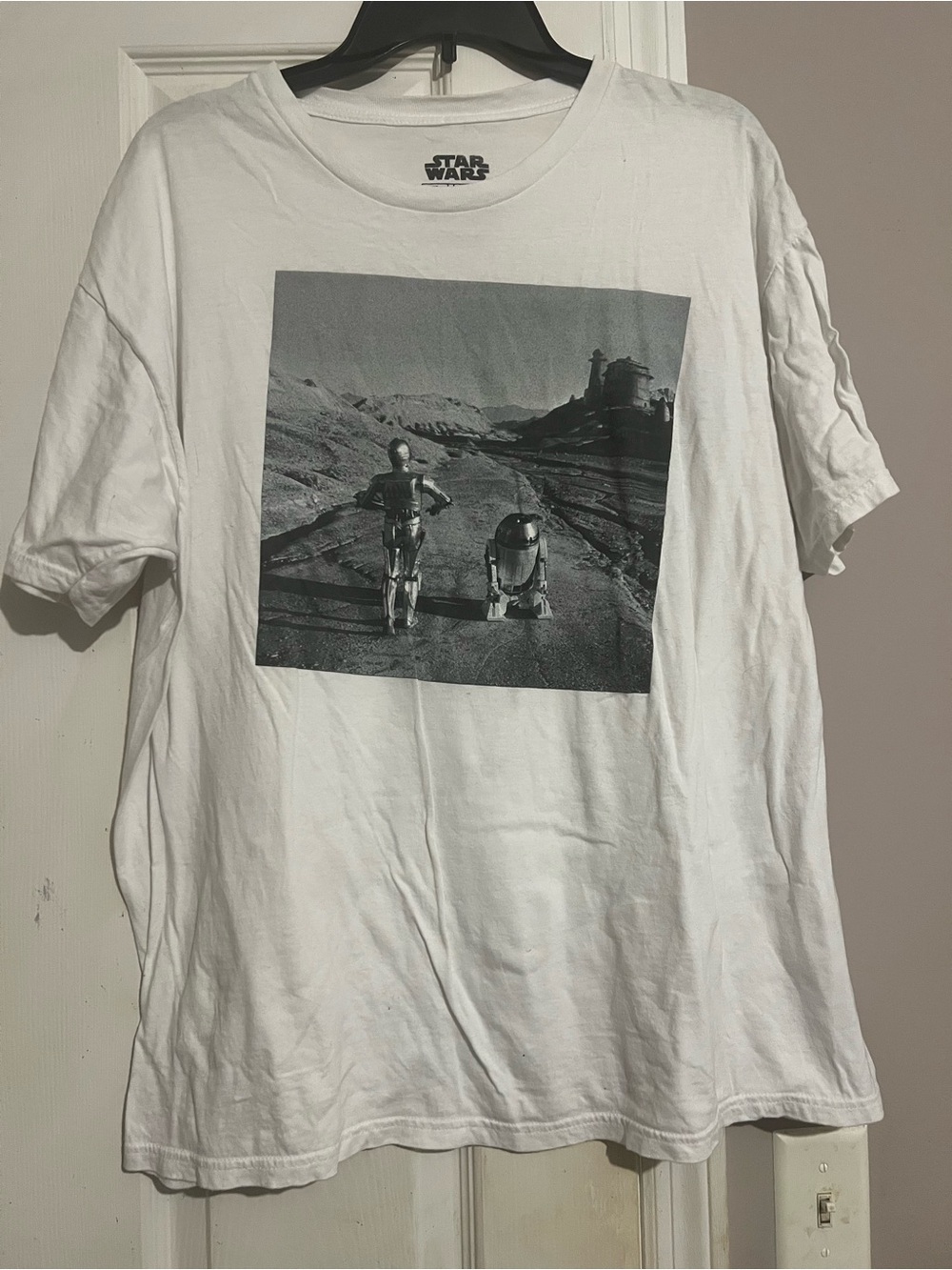 Star Wars White Tee with R2D2 and C-3PO